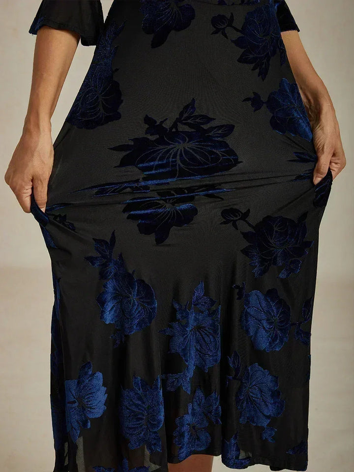 Floral A-Line Dress with Flutter Sleeves