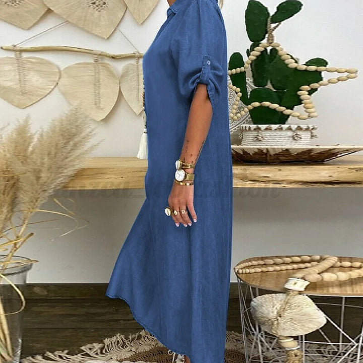 Malene™ | Comfortable Shirt Dress in Denim