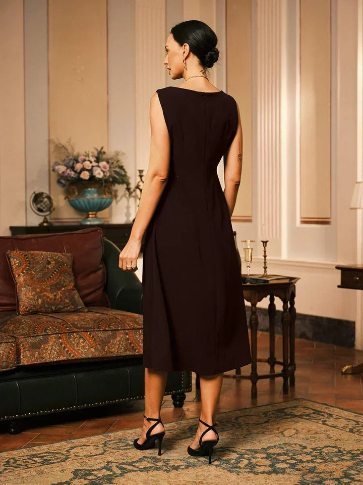 Sleeveless Sheath Midi Black Dress