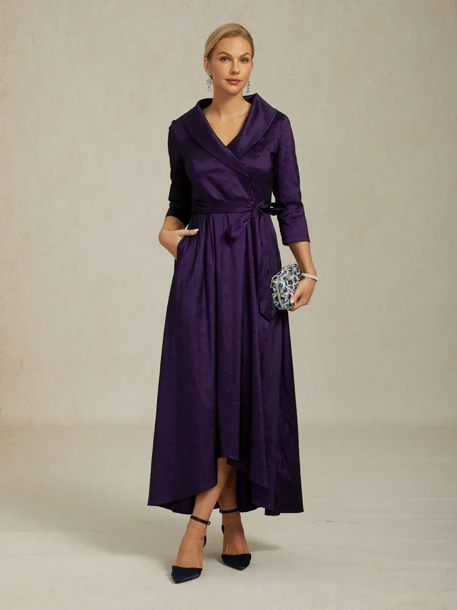 Stretch Taffeta Cocktail Dress with Tie Belt