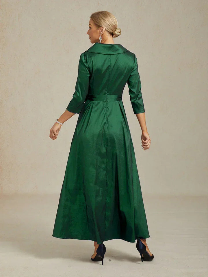 Stretch Taffeta Cocktail Dress with Tie Belt