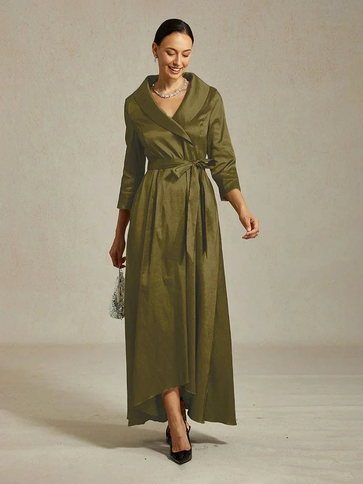 Stretch Taffeta Cocktail Dress with Tie Belt