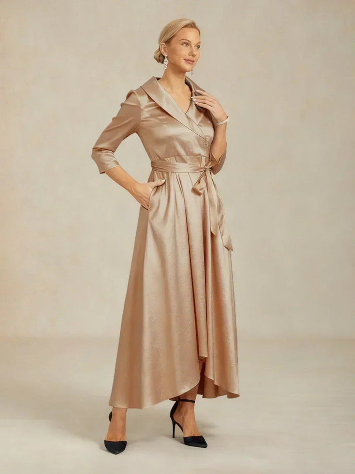 Stretch Taffeta Cocktail Dress with Tie Belt