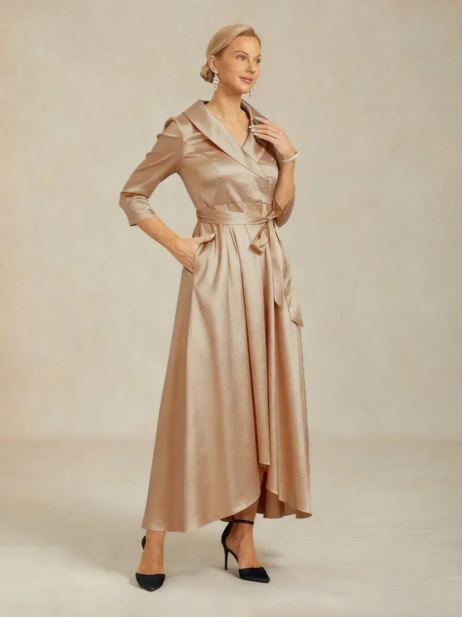 Stretch Taffeta Cocktail Dress with Tie Belt