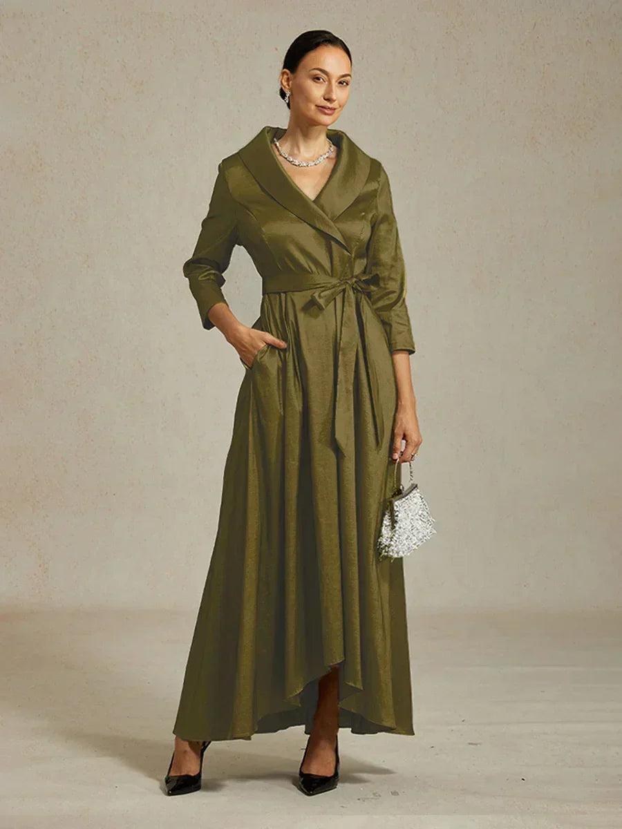 Stretch Taffeta Cocktail Dress with Tie Belt