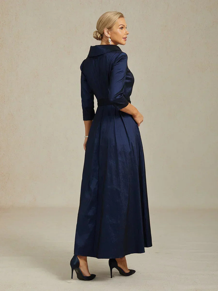 Stretch Taffeta Cocktail Dress with Tie Belt