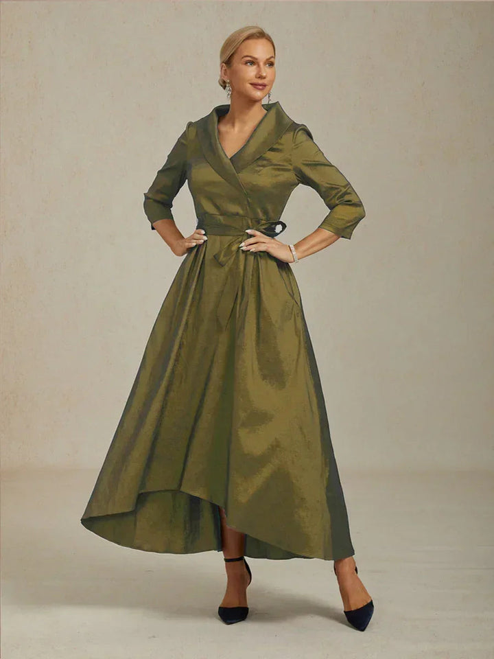 Stretch Taffeta Cocktail Dress with Tie Belt