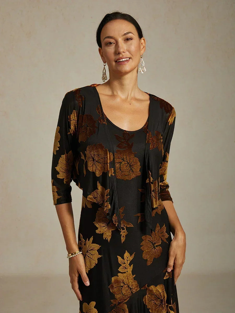 Floral Stretch 3/4 Sleeve Shrug