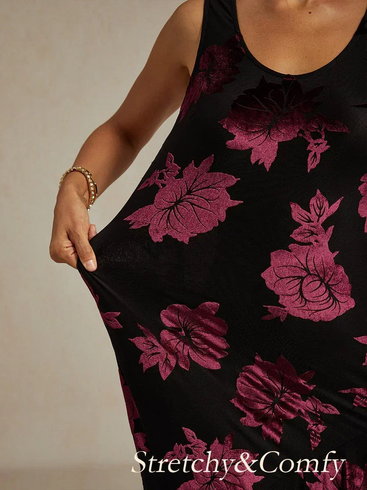 Floral Evening Gown with Asymmetrical Hem