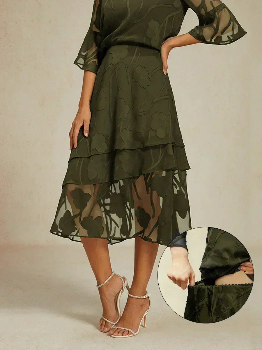 Floral Chiffon Midi Skirt