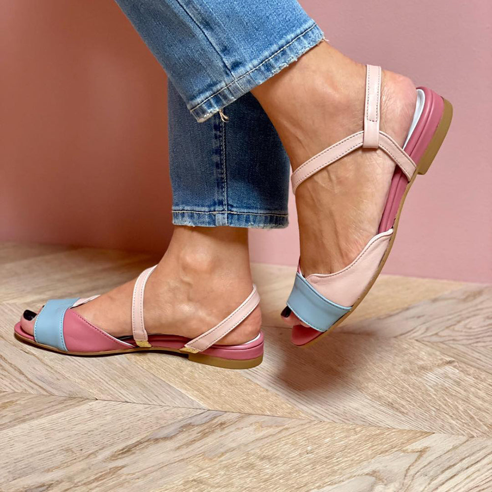 ISALYN | PINK COLOR BLOCK SANDALS