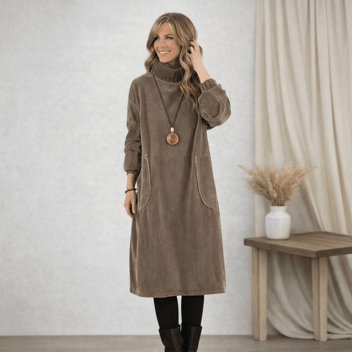 Barbara | Cozy Turtleneck Midi Dress