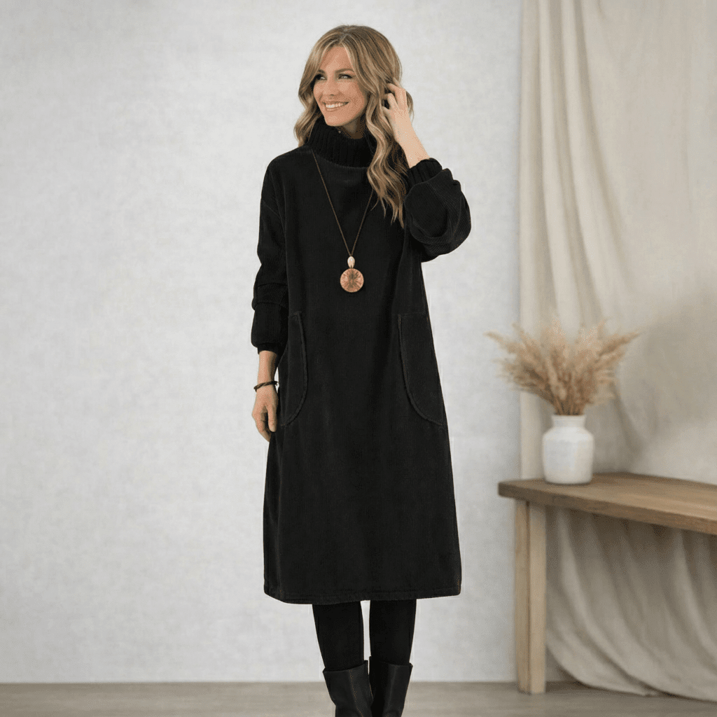 Barbara | Cozy Turtleneck Midi Dress