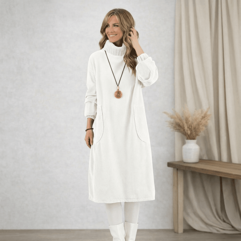 Barbara | Cozy Turtleneck Midi Dress