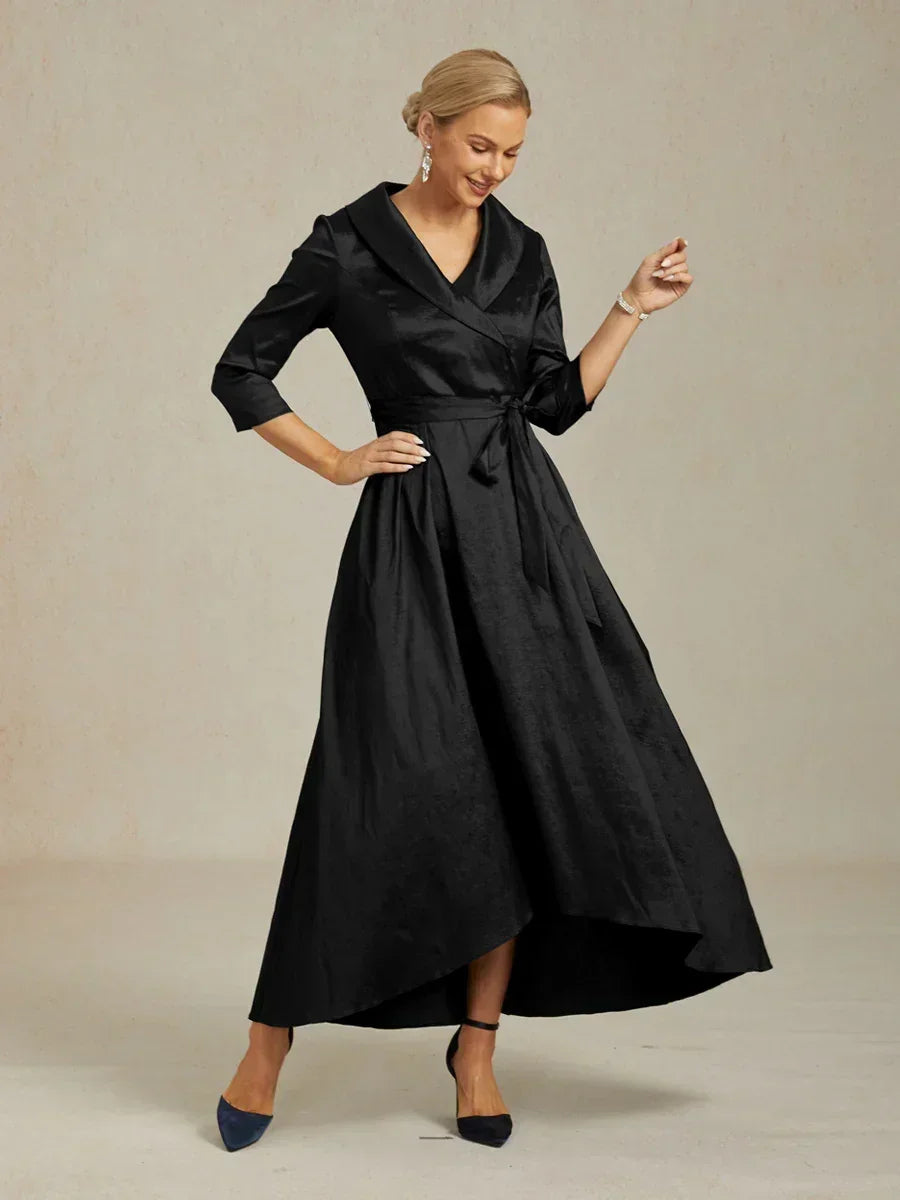 Stretch Taffeta Cocktail Dress with Tie Belt