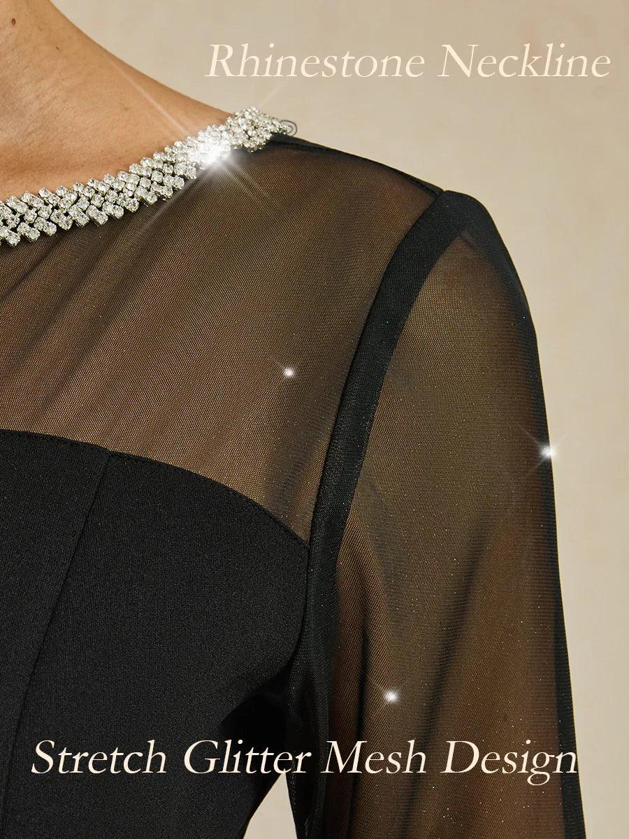 Elegant Fitted Cocktail Dress with Flared Sleeves