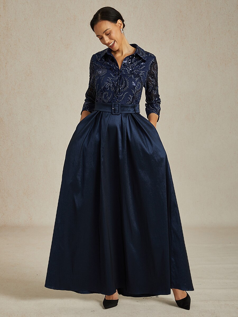 Stretch Taffeta Embroidered Cocktail Dress with Sequin Bodice