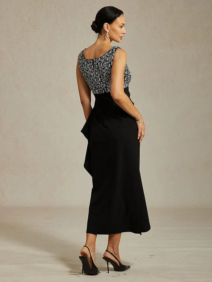 Jacquard Ruffle Ankle Length Jacket Dress