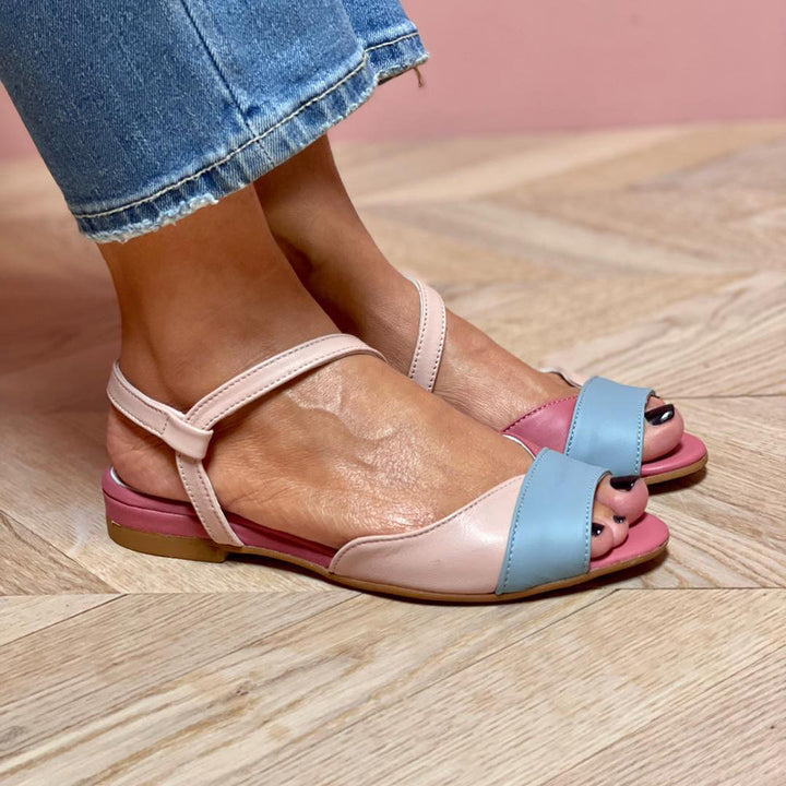 ISALYN | PINK COLOR BLOCK SANDALS