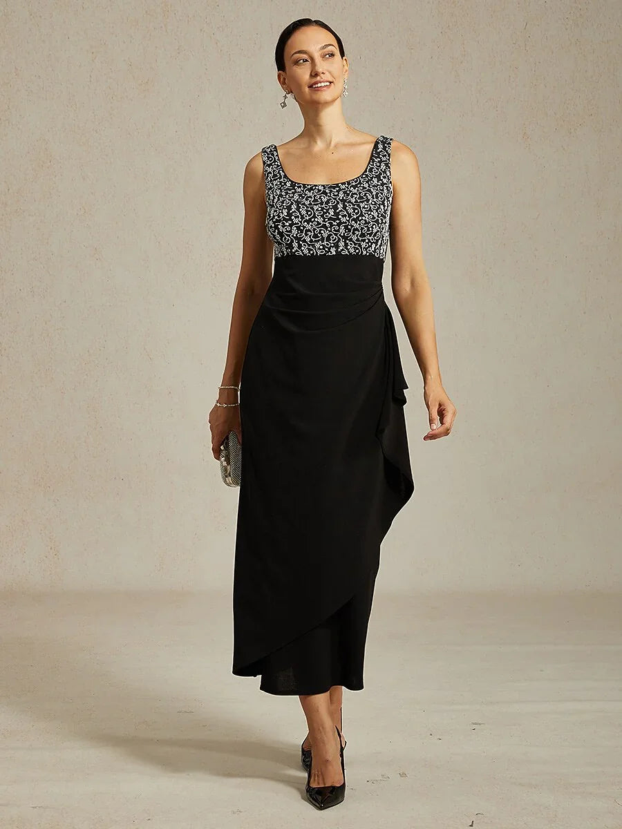 Jacquard Ruffle Ankle Length Jacket Dress