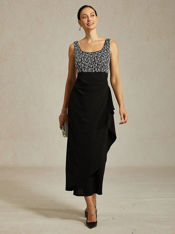 Jacquard Ruffle Ankle Length Jacket Dress