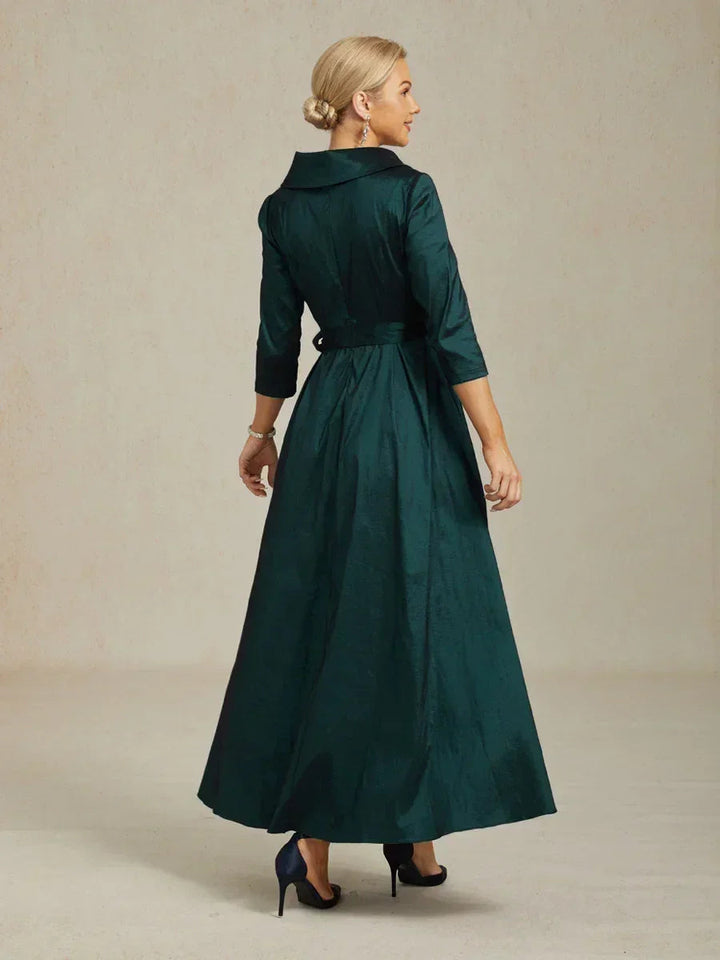 Stretch Taffeta Cocktail Dress with Tie Belt