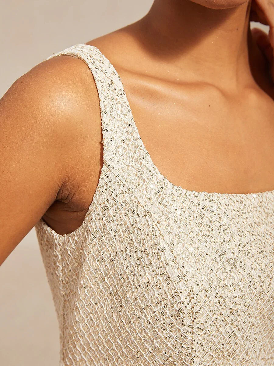 Mesh Sequin 3/4 Sleeve Jacket Dress