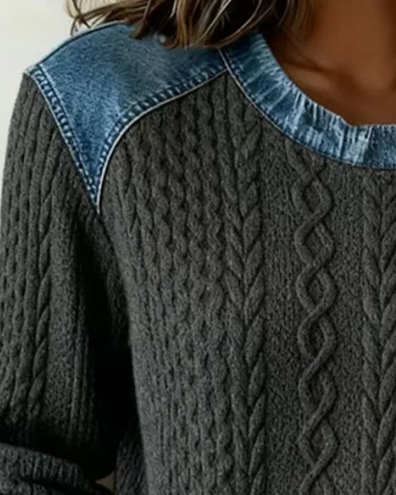 Averique™ | Knit Denim Accent Sweater