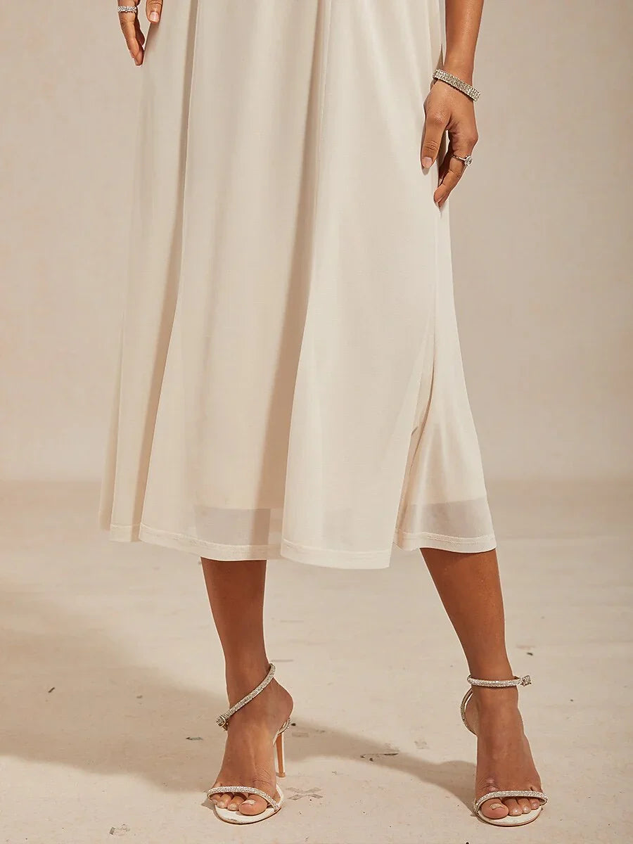 Mesh Sequin 3/4 Sleeve Jacket Dress