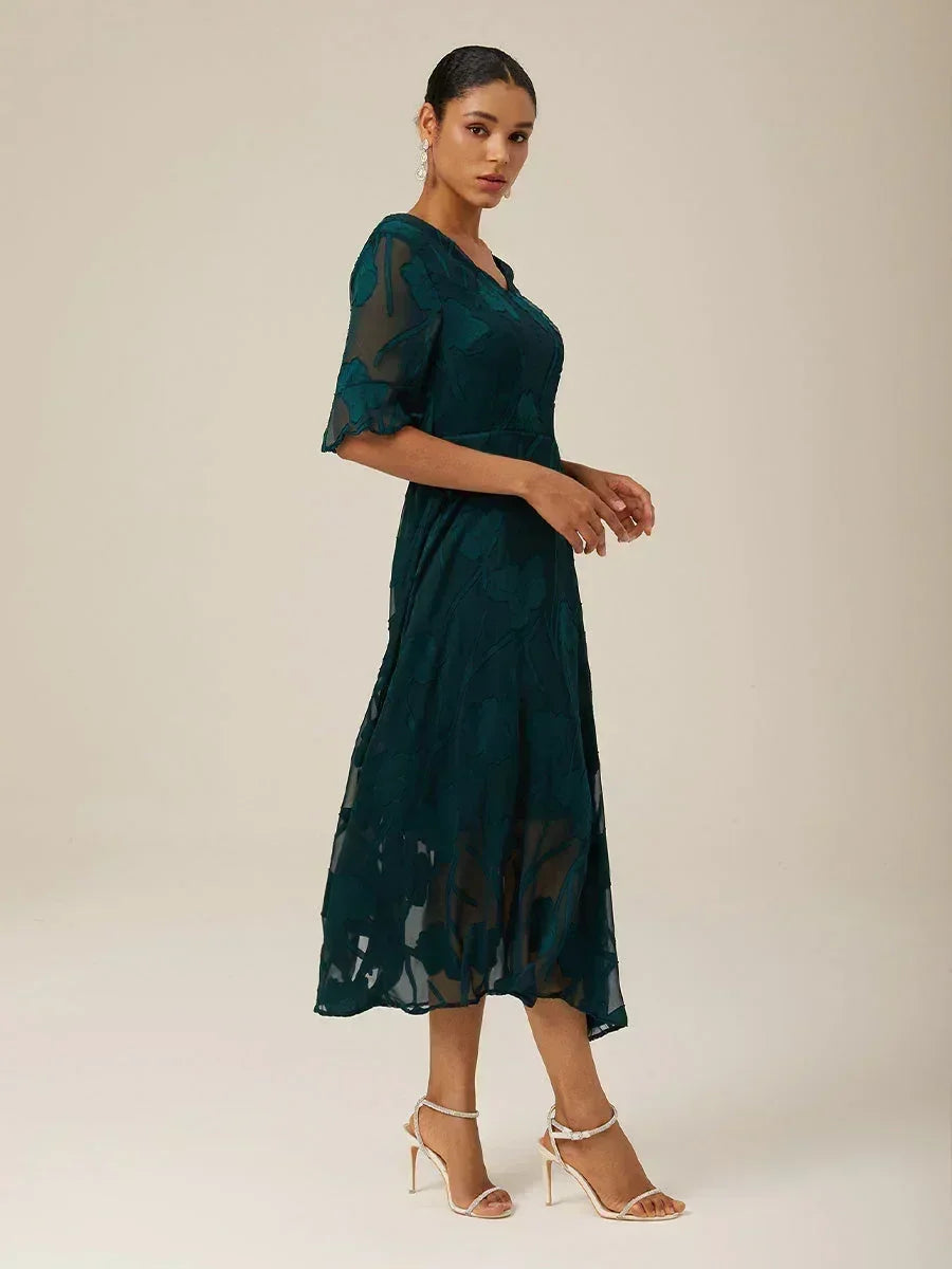 Ruffle Flutter Lace Maxi Dress