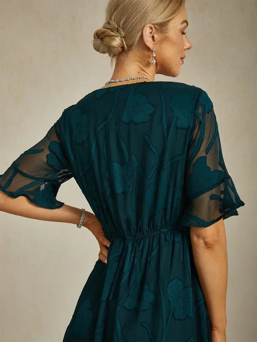 Ruffle Flutter Lace Maxi Dress