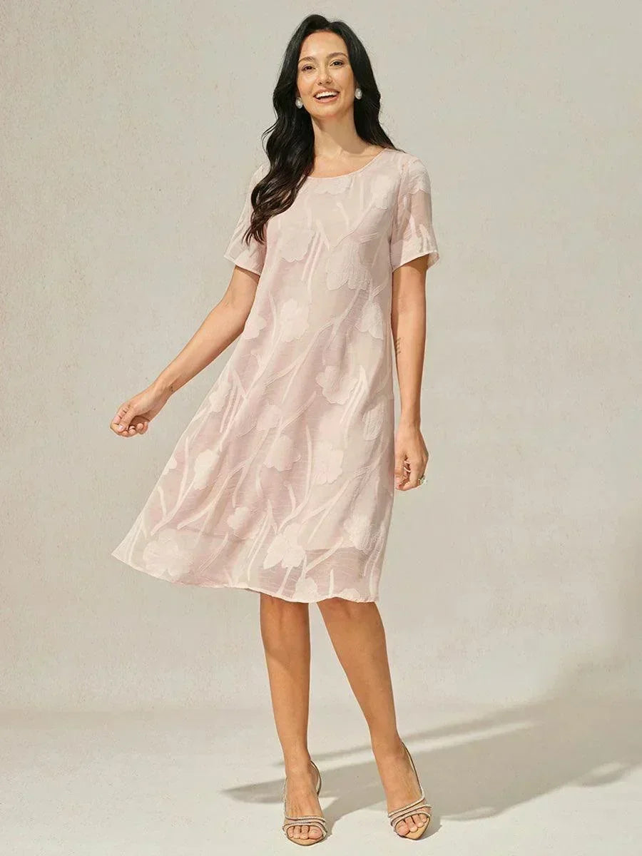 Floral Sheer Chiffon Knee-Length A Line Dress