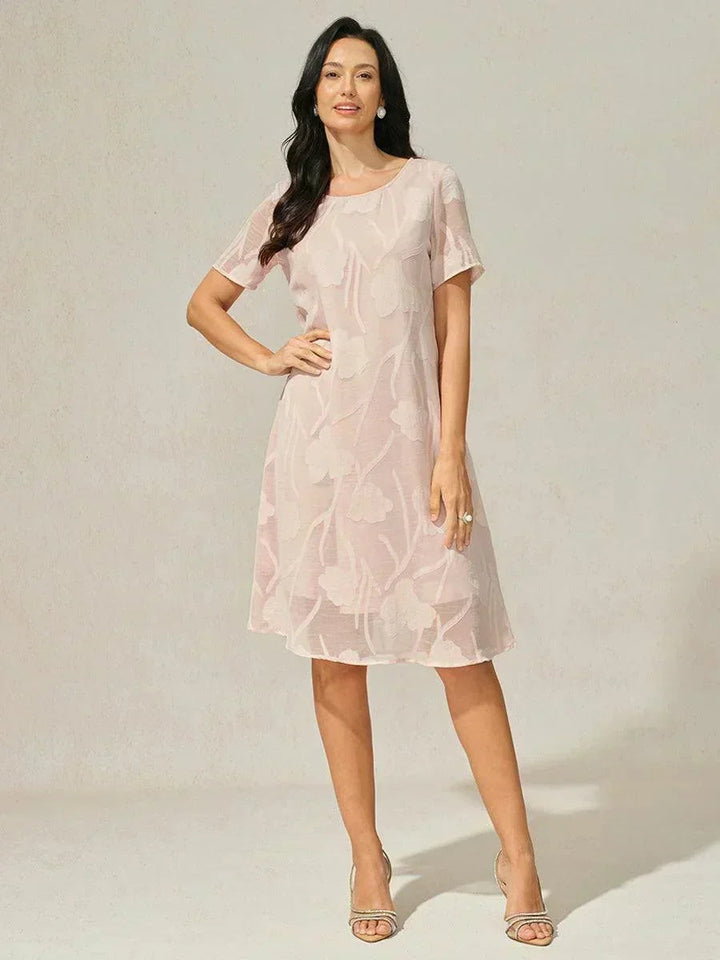 Floral Sheer Chiffon Knee-Length A Line Dress