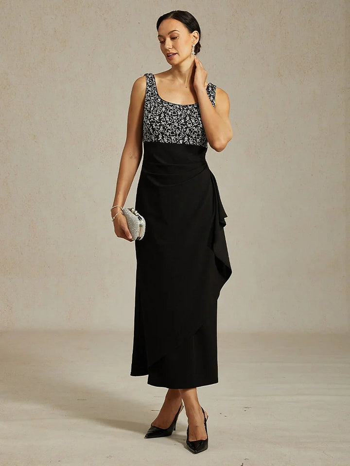 Jacquard Ruffle Ankle Length Jacket Dress