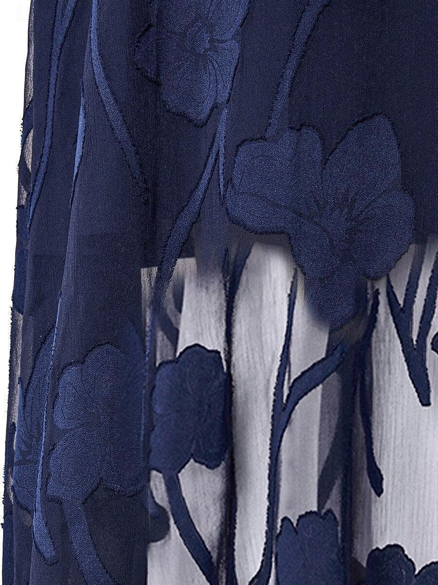 Ruffle Flutter Lace Midi Dress with Pockets