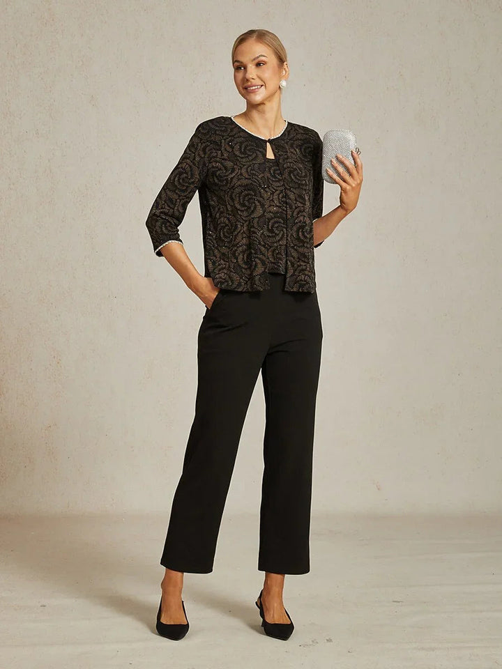 Black Slim Leg Pant with Elastic Waist and Side Pockets