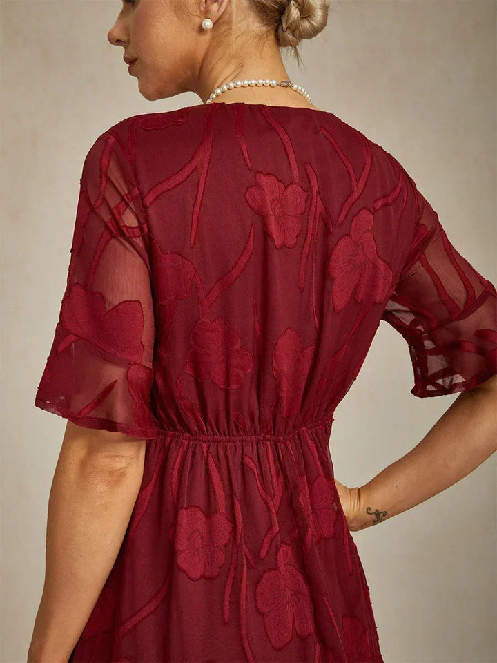 Ruffle Flutter Lace Maxi Dress