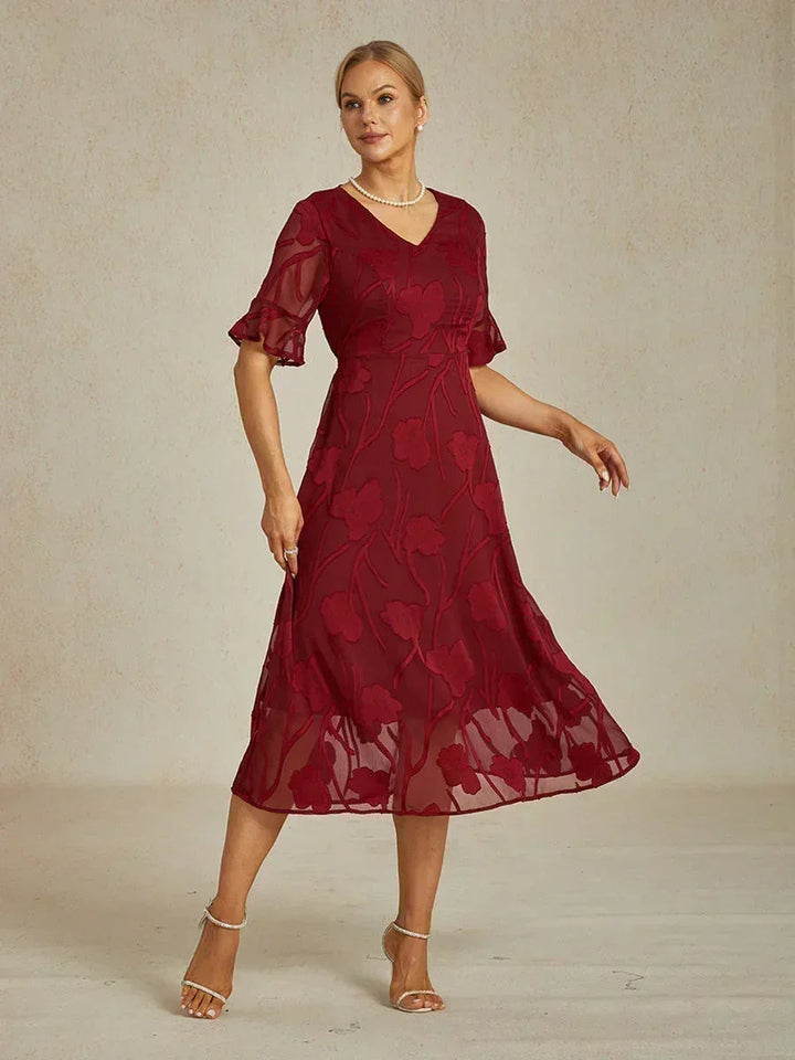 Ruffle Flutter Lace Maxi Dress