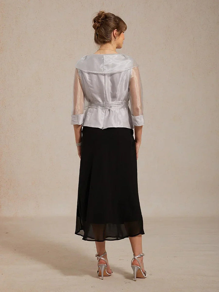 Sheer Organza Collar Tie Dressy Blouse