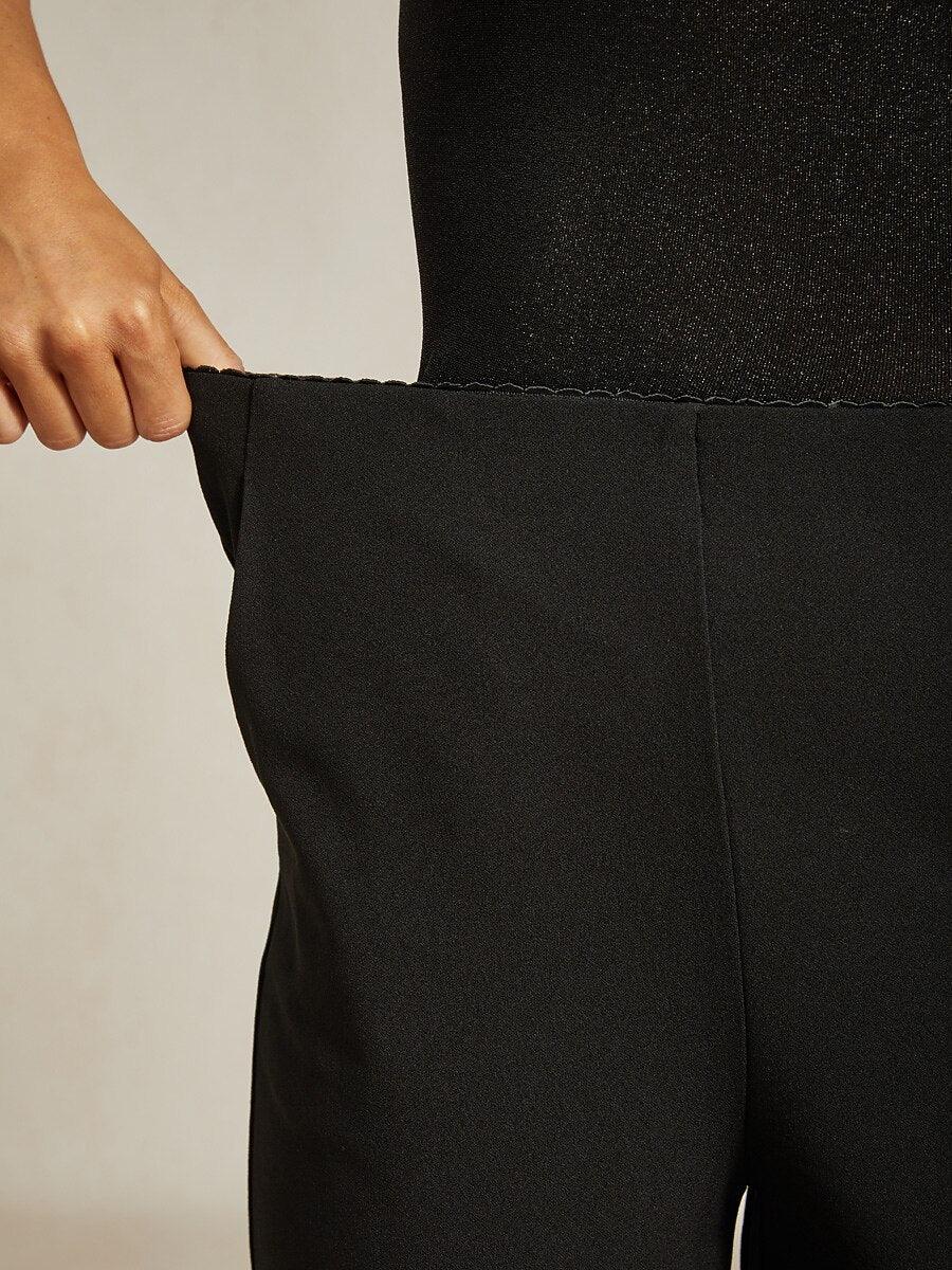 Black Slim Leg Pant with Elastic Waist and Side Pockets