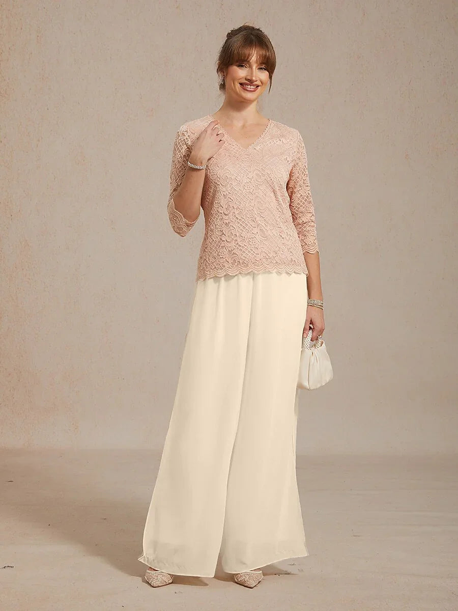 Feminine V-Neck Stretch Lace Top with Scalloped Hem