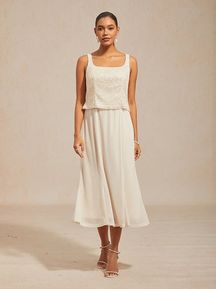 Mesh Sequin 3/4 Sleeve Jacket Dress